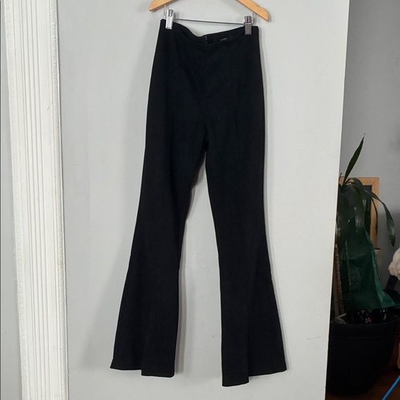 Forever 21 Suede Black Bell Bottoms with Front Slit Sz Small - Picture 1 of 6